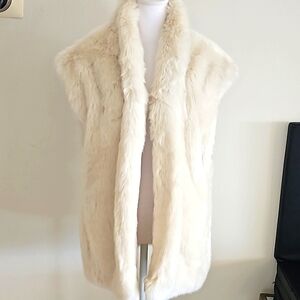 White abercrombie faux fur moto vest